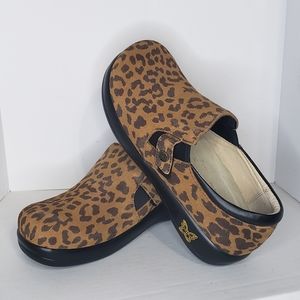 Alegria by PG Lite Black Leather Floral Women's Shoes Size 37 (US 6.5)